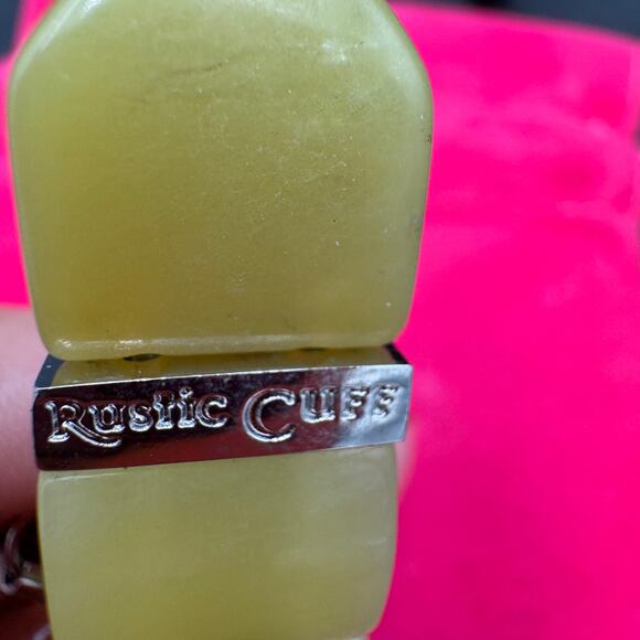 Rustic Cuff Buckle Bracelet Green with Silver Buckle, Stretchy, Bag Included - Picture 5 of 8